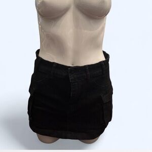 Black Cargo Mini Skirt